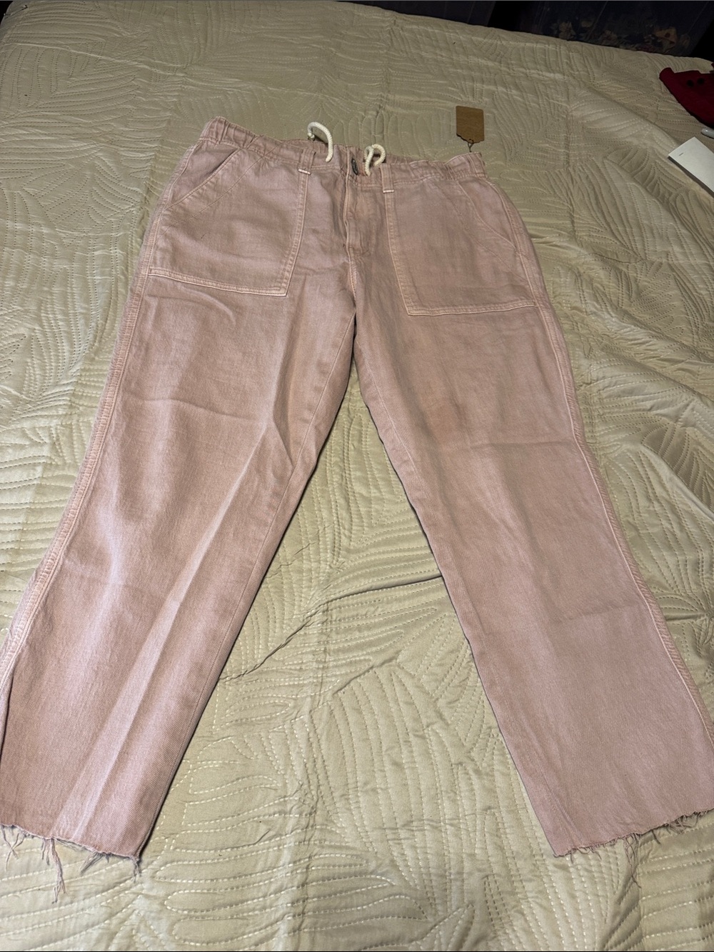 American Eagle Women’s Pink Drawstring Casual Jean Like Pants Sz 10R